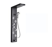 LED Rainfall Shower Faucet Set Black Bronze 9001 Multi Funct Shower Panel with Temperature Display Spa Jet Slish Waterfall Design for rious Bathing Experience