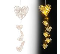 LED Rattan Hearts Wall Decals Wall Hanging for Wedding Party Ornaments Craft Gifts (Battery Included) Dreamcatcher