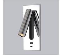 LED Reading Wall Light Bedside Decorative Sconce Hotel Engineering Lamp Bedroom Living Room Corridor Aisle Bronze Embedded USB (Color : Silver)