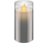 LED real wax candle in glass 7.5 x 15 cm grey 60372