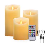 LED Real Wax Candle Lights, 3 Pack Warm White Plus