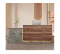 LED Reception Desk - Modern Checkout Counter Table for Office, Cafe, Salon - Stylish Welcome Desk with Lockable Drawer, Reception Counter (B14, L59in)