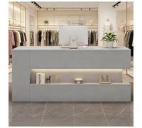 LED Reception Desk - Modern L-Shaped Checkout Counter with Hidden Cables and Shelves for Customer Service, Compact Office Furniture 110x55x90cm