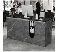 LED Reception Desk with Display Shelves Lockable Drawer Checkout Counter 100x55x90cm Registration Counter Ideal for Retail & Hospitality Modern Design