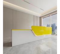 LED Reception Desk with Drawer & Lockable Door Modern Yellow Counter for Shops Offices & Clinics Integrated Lighting for Stylish Check-in Experience