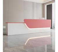 LED Reception Desk with Lockable Drawer Modern 140cm Retail Counter for Store/Clinic/Office Stylish Pink Design - Elegant and Functional Reception Furniture
