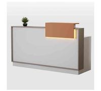 LED Reception Desk with Lockable Drawer, Modern Front Desk for Office, Lobby & Beauty Salon, Compact 39.3"x19.6"x39.3" Table, Stylish Customer Service Counter