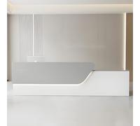 LED Reception Desk with Lockable Drawer Modern Grey Design Sleek Counter for Office Clinic Retail - Elegant Integrated Lighting for Stylish Reception Area
