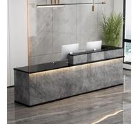 LED Reception Desk with Lockable Drawers Open Front Checkout Counter for Office or Retail Large Size 39.3"x39.3"x29.5" Modern Design for Enhanced Customer Experience