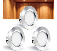 LED Recessed Ceiling Lights 4.5W 12V,LED Downlights Ceiling Dimmable 3000K Warm White,15mm Ultra Slim,Cutout Φ55-58mm, IP44 Bathroom Spotlights,12V Spot lights for Campervan,Kitchen,Boat,3 Pack,Silver