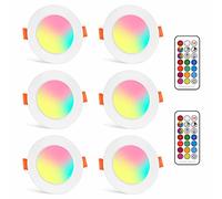 LED Recessed Ceiling Lights Downlights for Ceiling Spotlight Lighting 6 x 8W Bulbs Colour Changing RGB+Warm White 2700K with Remote Control