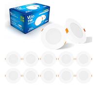 LED Recessed Ceiling Lights Ultra Slim 10 x 7W LED Downlights for Ceiling, 6000K Cool White, 660LM, 95-105mm Cutout, IP44 Round Spotlights for Bathroom Kitchen Living Room