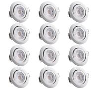 MONZANA® Recessed LED Ceiling Lights | Set of 12 | Round Flat Dimmable Spot Lights | Warm White 3000K Downlights | Bathroom Kitchen Hallway Living Room | 400LM Each | 220V | 68mm | White