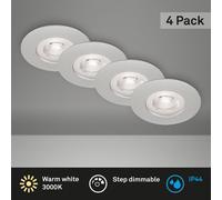 LED Recessed Lights Bathroom Lamps Set of 4 Dimmable 4.9W IP44 Ø9cm Chrome