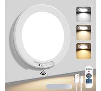 LED Rechargeable Ceiling Light, Battery Operated Motion Sensor Lights Indoor Wireless, Battery Powered Wall Lamp for Bath Shed Porch Stairs Garage, 3 Color Temperatures, Magnetic, Remote Control