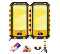 LED Rechargeable Magnetic Work Light 40W 1500Lumens, Hanging Hook 4 Lighting Modes, Job Site Lighting for Car Repairing, Camping, Hunting, and Hurricane (2, Orange)