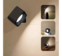 LED Rechargeable Wall Light Indoor Rotating Wall lamp with 2000 mAh Rechargeable Batteries 3 Colour Modes Touch and Remote Control Wireless Wall Reading lamp Black Square Bedside lamp