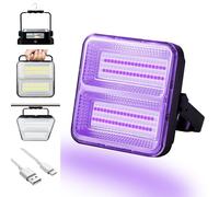 LED Rechargeable Work Light 9600mah 100W, 3000LM Portable Floodlight with USB Port, Blacklight, Security Lights Waterproof Outdoor Emergency for Fishing,Hiking,Car Repairing,Halloween [Energy Class E]