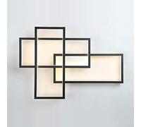 LED Rectangle Wall Lamp Flush Mount Sconce Light Modern Aluminum Indoor Lighting Fixture for Living Room Bedroom Hallway Stairwell Aisle,Black+SteplessDimming-67 * 47cm 101 * 68cm