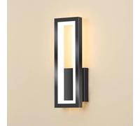 LED Rectangle Wall Sconce Sand Black Long Wall Lamp Acrylic Shade, Modern Modern Minimalist Aluminum Indoor Wall Mount Lights for Bedroom Bedside Living Room Hallway, 3000K/ 3 Color Mode