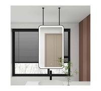 LED Rectangular Ceiling Mirror with Adjustable 3Color Lighting Perfect for Makeup & Shaving Ideal for Home or Hotel Use (Black 50x80cm)