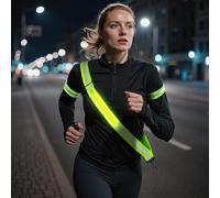 LED Reflective Running Belt, Lightweight High Visibility Night Safety Strap | Adjustable Rechargeable Light Up Running Belt with Carabiner Hook for Runners, Walkers, Dog Walking, Cycling (Men & Women)
