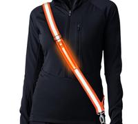 LED Reflective Running Belt, Rechargeable High Visibility Night Safety Sash | Adjustable Lightweight LED Gear with Keychain for Runners, Walkers, Dog Walking, Cycling (Men & Women) (orange)