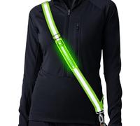 LED Reflective Running Belt, Rechargeable High Visibility Night Safety Sash | Adjustable Lightweight LED Gear with Keychain for Runners, Walkers, Dog Walking, Cycling (Men & Women) (green)
