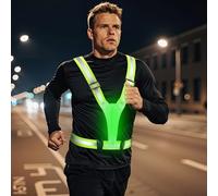 LED Reflective Running Vest, Rechargeable High Visibility Night Safety Vest | Adjustable Lightweight Light Up Running Belt for Runners, Walkers, Dog Walking, Cycling (Men & Women)