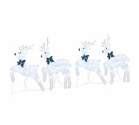 LED Reindeer Silver Fabric Pack of 4 Christmas Decorations with USB Operation, 45 x 19 x 65 cm, Indoor and Outdoor Use, Art Deco Design for Living Room and Garden, Festive Lighting