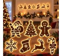 LED Reindeer Wall Decorations 7-Piece 3D Light-Up Christmas Silhouettes (C) | Warm Backlit Peel & Stick Entryway Glow,for Living Room Fireplace Entryway,Christmas Decor, Wall Mounted
