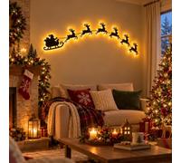LED Reindeer Wall Decorations 7-Piece 3D Light-Up Christmas Silhouettes，#F | Warm Backlit Reindeer Christmas Decorations with 7 3D Silhouettes Peel and Stick Mounting for Indoor Walls
