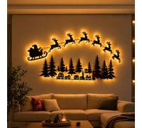 LED Reindeer Wall Lights, Wooden Light-Up Christmas Wall Decorations | Turn Bare Walls into a Warm Festive Display with Glowing Reindeer Silhouettes, Ideal Beside the Tree, Mantel or Dining Area