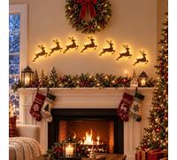 LED Reindeer Wall Lights, Wooden Light-Up Christmas Wall Decorations | Turn Bare Walls into a Warm Festive Display with Glowing Reindeer Silhouettes, Ideal Beside the Tree, Mantel or Dining Area