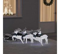 LED Reindeers 4 pcs Silver Fabric