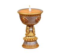 LED Resin Lamp Simulated Flame for Buddhist Table Centerpiece Tibetan Home Temple Electronic Butter Rechargeable Tibetan