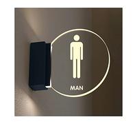 LED Restroom Signs,Men and Women Restroom Acrylic Sign,Wall Mount 8 Inch Round Luminous,for Bathroom Lounge,Office or Business