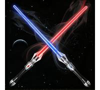 LED Retractable Light Saber, Light Sabers with FX Sound Effect Handle Light Up Sword, Light Swords Star Wars for Galaxy Battles, Halloween Dress Up Parties, Xmas Birthday Present (Red+Blue)
