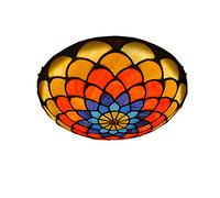 LED Retro Art Stained Glass Ceiling Lights, Retro y Ceiling Lamp, Stained Glass Round Ceiling Lighting Fixtures for Living Room Bedroom Kitchen Bathroom,6000K,50CM