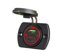 LED Ring Car Socket 66W Fast Charge USB C for pd for qc3.0 LED | LED ring visibility, red blue green white options, 12V 24V compatible, wearproof plastic, easy install
