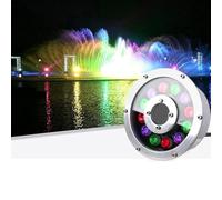 LED Ring Fountain Light, Submersible Underwater Pond Lights, IP68 Waterproof Stainless Steel Spotlight, AC12V Middle Hole Pool Lights(Warm White,12W-AC12V)