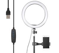 LED Ring Light, 10 Inch Ring Light with Tripod Phone Clip Selfie Ring Light for Filling Light Indoors, Portrait, Fashion, Advertisement Photography USB Powered 3 Light Modes