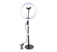 LED Ring Light for Live Streaming and Photography, 3200K-5600K Adjustable Color Temperature Fill Light with Phone Holder, Black Studio Ring Lamp for Beauty Salon, Tattoo Artists, a