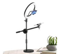 LED Ring Light Phone Holder - 12 Inch Selfie Ring Light with Stand, Articulating Arm Camera Mount | Modern Design LED Video Lighting for Onlines Teaching, Still Life Photography, Overhead Tripod Setup