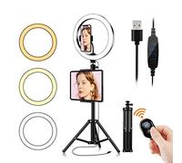LED Ring Light with Phone Holder, GIM Dimmable Ring Light Kit with Adjustable Tripod Stand USB Powered for Youtube, Photography, Live Streaming, Tiktok (8in)