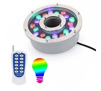 LED Ring Underwater Fountain Light - With RF Remote Control Underwater Pool Lights, RGB Color Change Underwater Lights IP68 Waterproof Middle Hole Pond Waterscape Lights For Square Park ( Color : 85-2