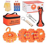 LED Road Flares 4Pack Roadside Emergency car kit Emergency Road Flares Kit with Magnetic Base for Vehicles & Boat | 9 Flash Modes (with Batteries )