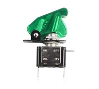 LED Rocker Switch 12V 20A On/Off for toggle with Safety Cover - Red Blue Green Light for Car Boat Marine Fog Lamp Dashboard Control 12mm Hole(Green clear cover+Green LED)