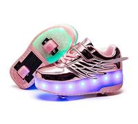 LED Roller Skates for Kids - Light Up Roller Shoes with USB Rechargeable Wheels, Adjustable Double Wheel Sneakers for Boys & Girls, Birthday Party Gifts