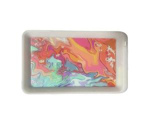 LED Rolling Tray “Abstract” 9.5” x 5.75" Lights 7 Colors - Tray God